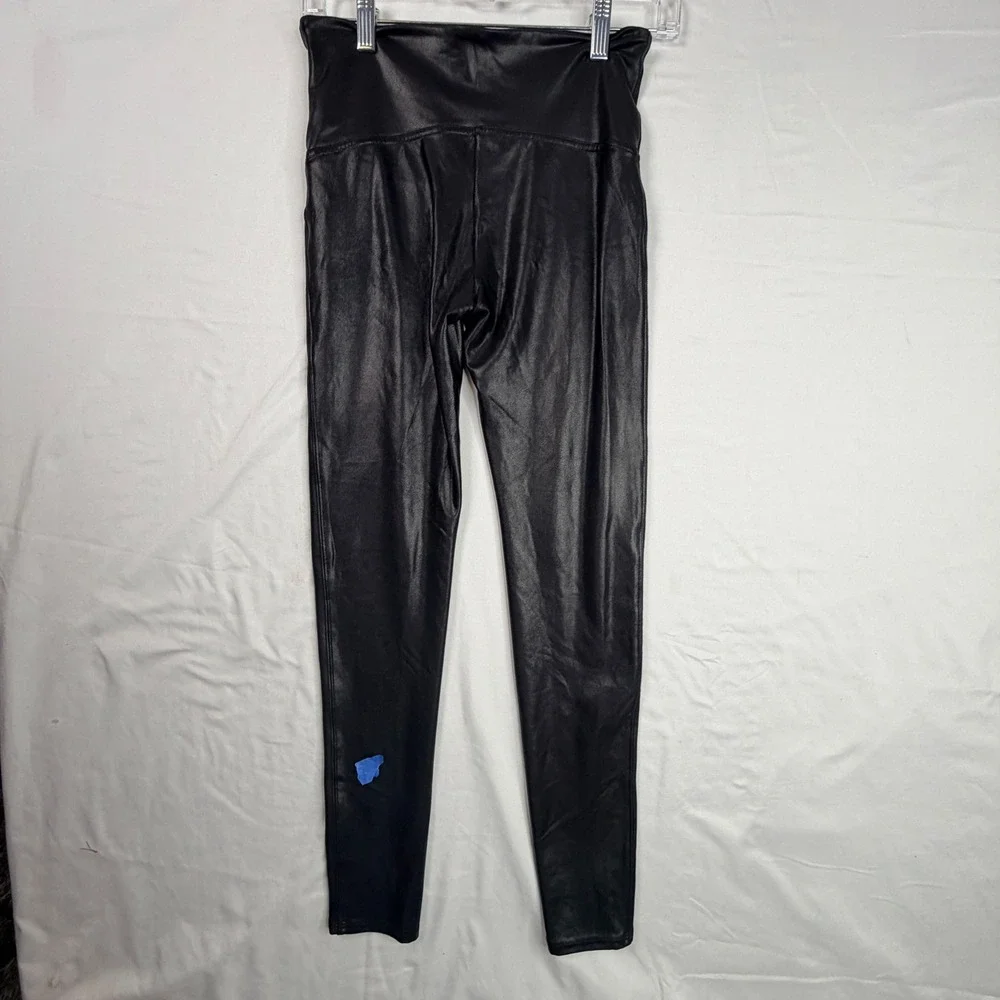 Spanx Faux Leather Leggings Black High Waist Shaper Pants Large 20110R